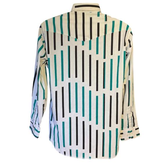 Vintage Wrangler Brushpopper Button Down Cowboy Cut Extra Long Tails Size 16x34 - Picture 3 of 8